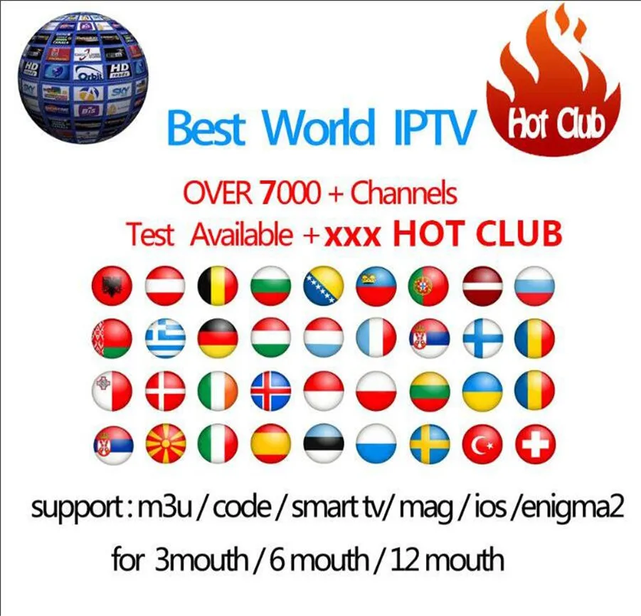 

IPTV Subscription Android TV Box +Europe Sweden Arabic French Italy Germany UK Hotclub M3U Enigma2 Smart TV Mag tv box