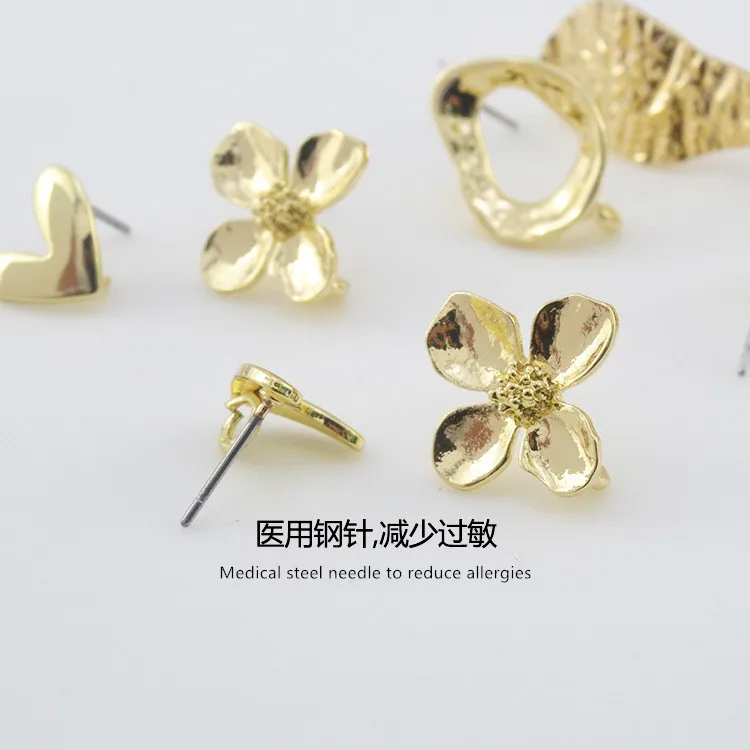 

6pcs/lot Zinc Alloy Gold Hollow Oval Earrings Base Earring Connector For DIY Fashion Earrings Accessories