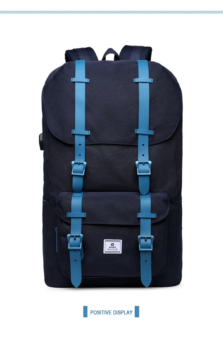 OZUKO, мужской рюкзак, Повседневный, студенческий, школьный, рюкзак, большой емкости, рюкзак для путешествий, USB зарядка, сумка для ноутбука, компьютера, для подростка