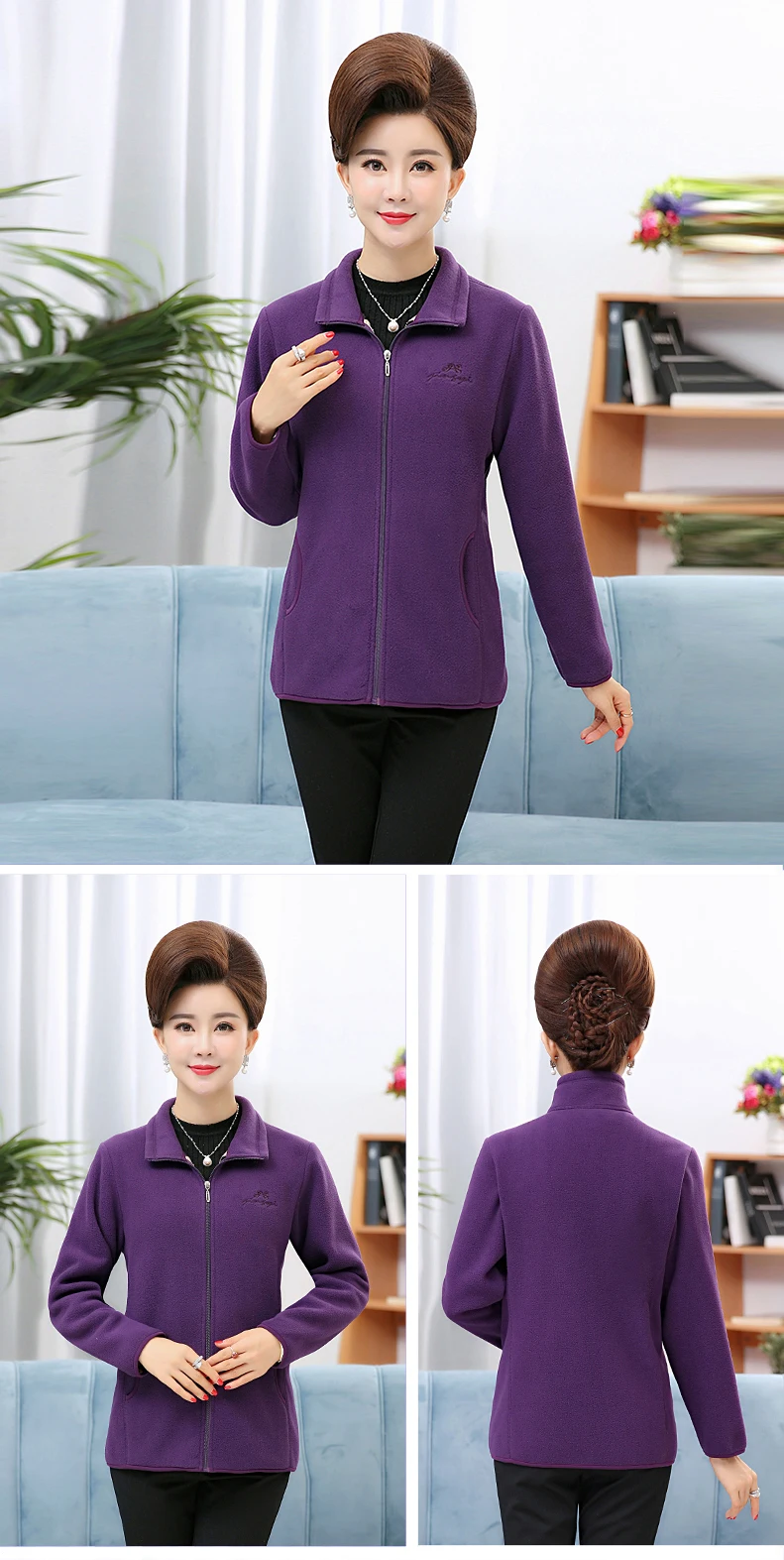 Winter Woman Fleece Jacket Lightweight Warm Coat Leopard Lining Women Stand Collar Outerwear Lady Polar Fleece Coats (6)