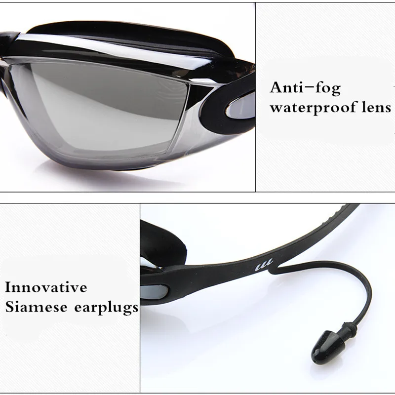 Gafas de natación Gafas de Buceo Gafas de Natacion Hombre niños Eyewear Con El Caso de Silicona Anti-Niebla UV HD Mujeres Hombres Natación Piscina