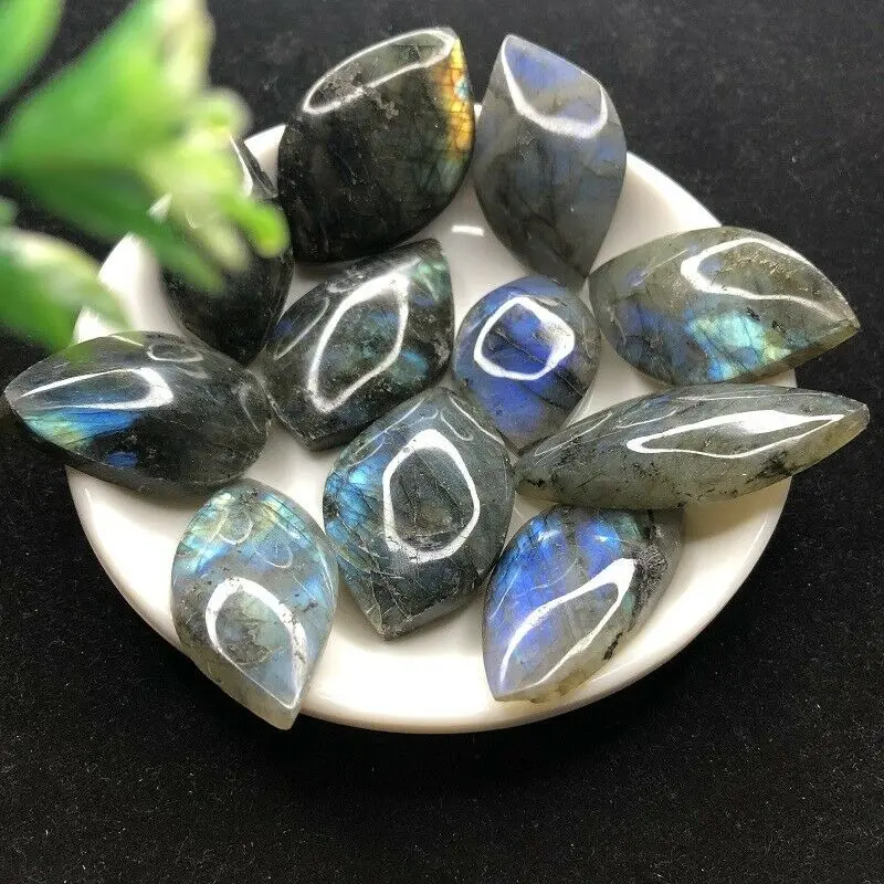 

11pcs/lot Natural Beautiful Labradorite Slice Gemstone Slice Pendant Crafts DIY Crystals for Crafts