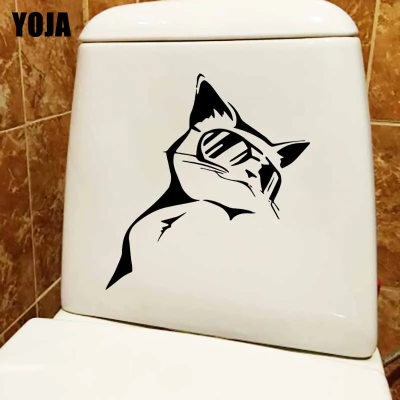 YOJA 18.2X24.5CM Wall Stickers Toilet Decal Funny Cat In Glasses Animals Pets T5-0099 | Дом и сад