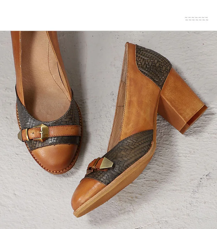 VALLU/ г., весенние женские туфли на высоком каблуке винтажные женские туфли-лодочки ручной работы из натуральной кожи разных цветов на не сужающемся книзу массивном каблуке