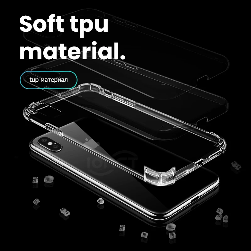 Роскошные противоударный прозрачный силиконовый чехол для айфон X XR XS 11 pro Max на 7 8
