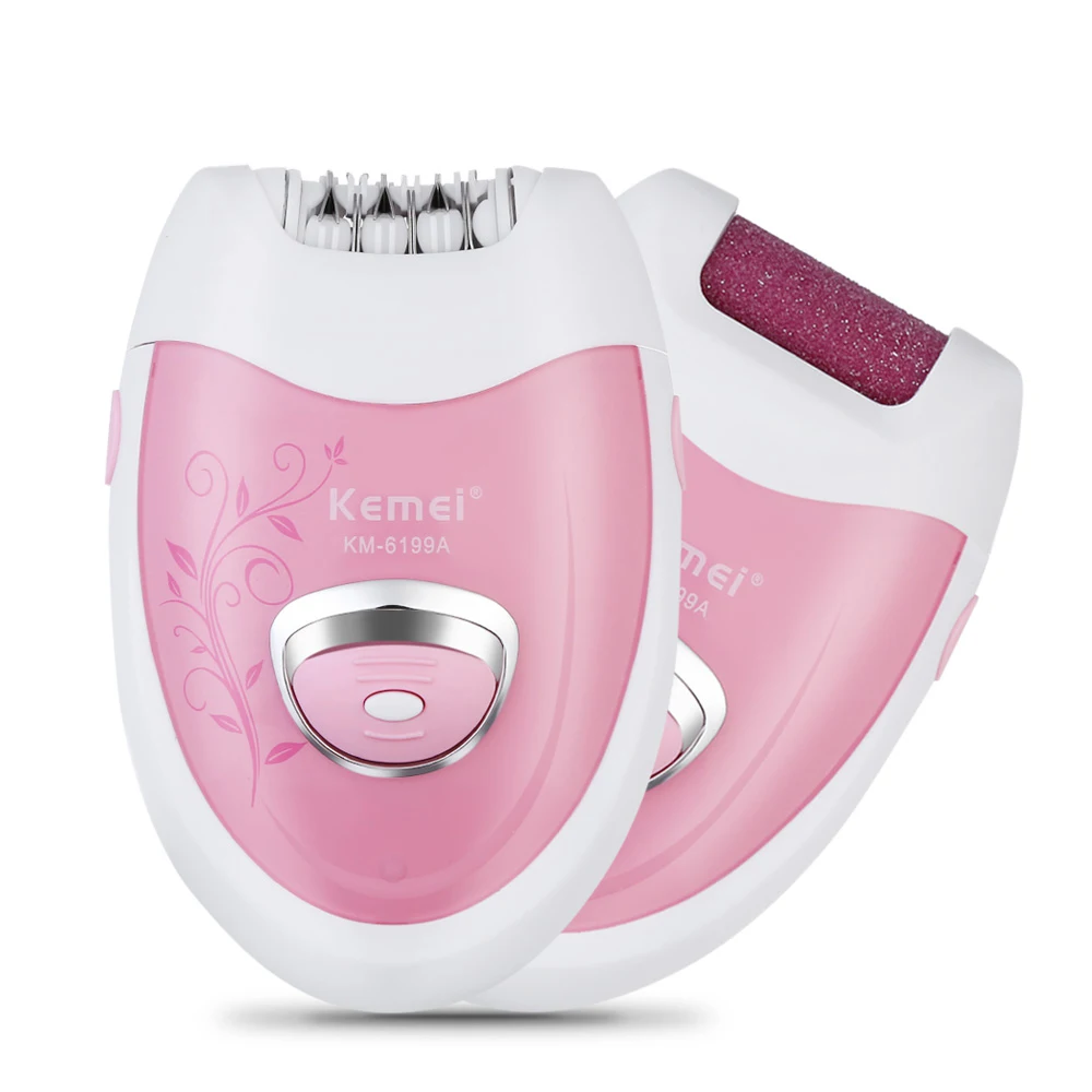 

Kemei 2 in 1 Rechargeable Electric Epilator Cordless Hair Remover Skin Care Lady Foot Callus