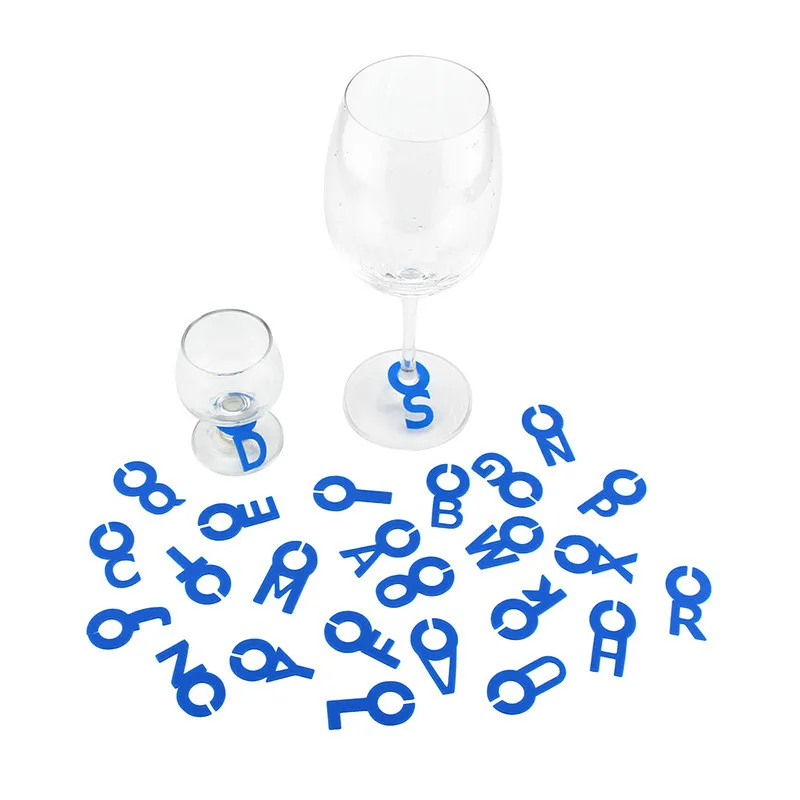 26 alphabet wine glasses drinking tag set silica gel glass markers