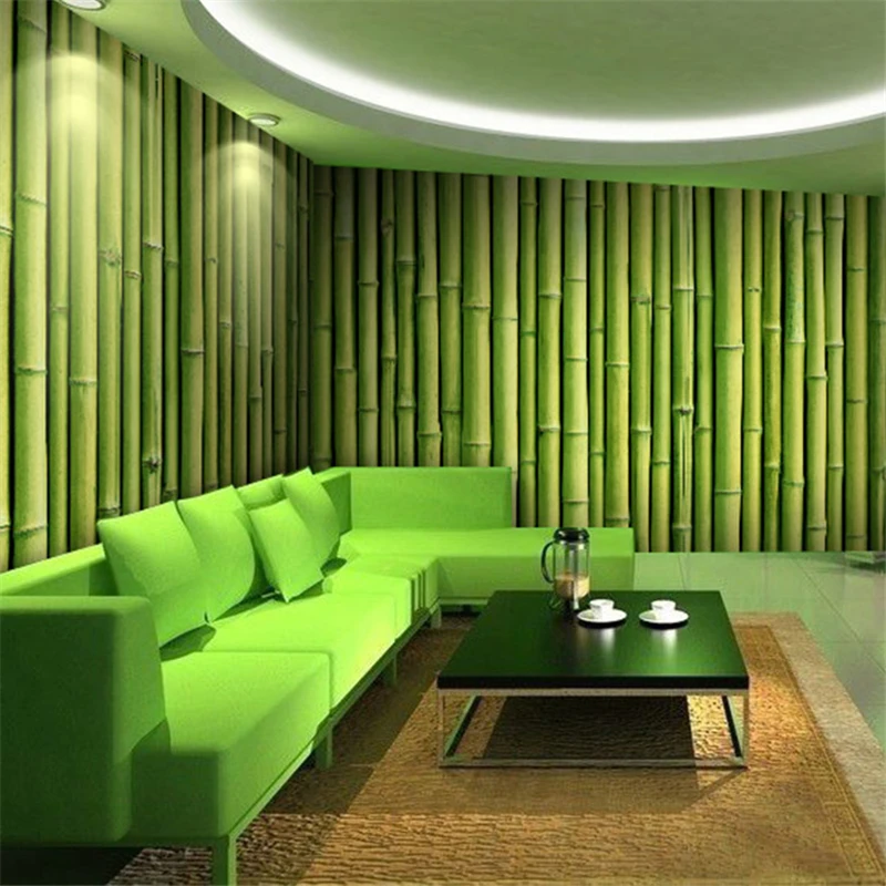 Chinese 3D Stereo Green Forest Bamboo Wallpaper Restaurant Study Teahouse  Living Room Pvc Waterproof Wall Stickers Wood Grain - AliExpress