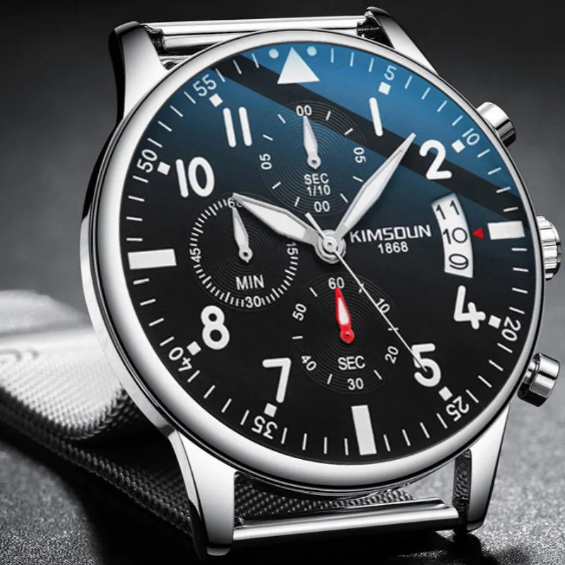 

Top Luxury Mens Casual Watch Waterproof Black Design Quartz Watch Men's Chronograph watch Fashion sports watches reloj mujer