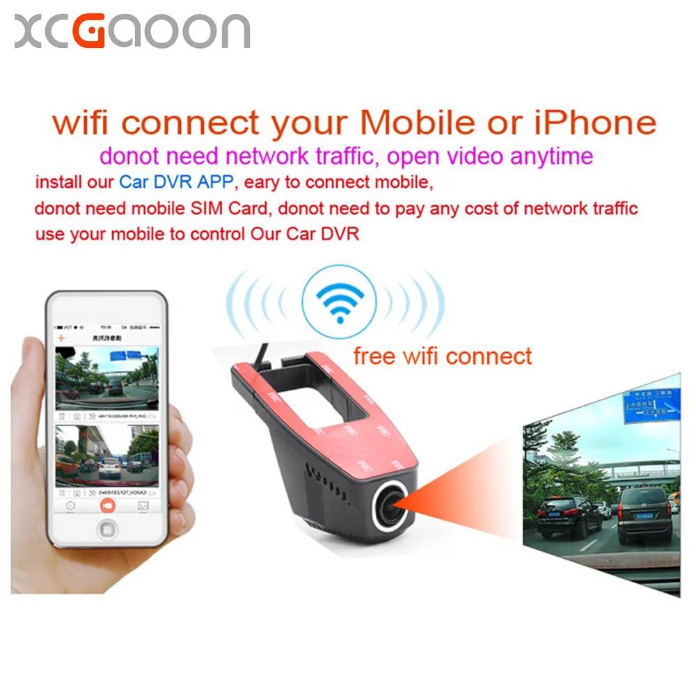 Продажа XCGaoon Wifi Автомобильный регистратор DVR цифровой видеорегистратор видеокамера Dash камера 1080P ночная версия Novatek 96655, камера может вращаться