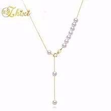 ZHIXI Настоящее 18 К Золотое жемчужное ожерелье подвеска AU750 круглая подвеска из натурального пресноводного жемчуга женские амулеты ювелирные изделия из прекрасного жемчуга P03