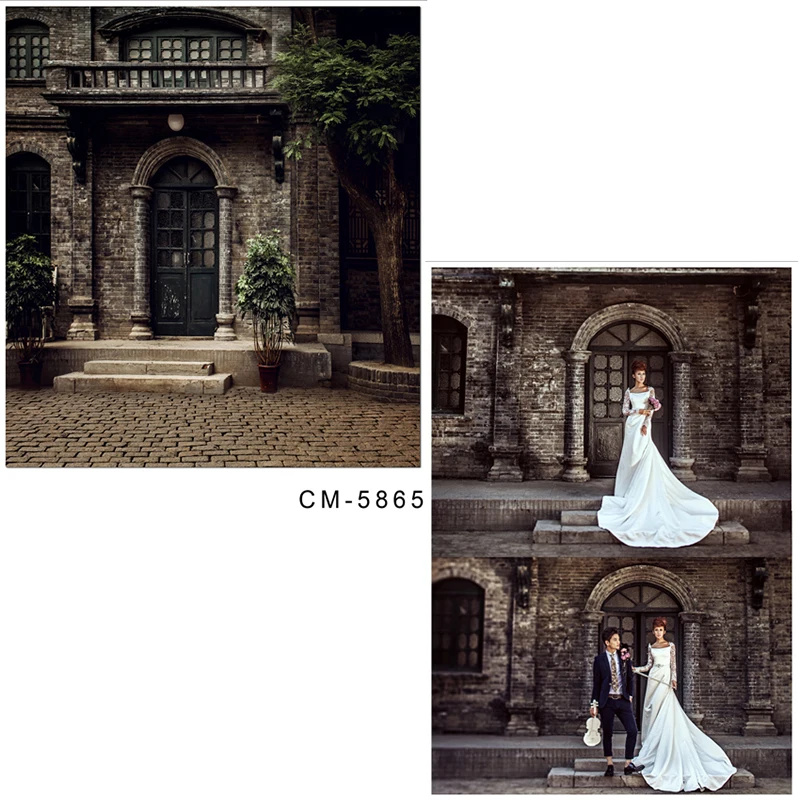 

DAWNKNOW Vintage Building Vinyl Photography Backdrops For Wedding Polyester Background For Lover Photo Studio CM5865