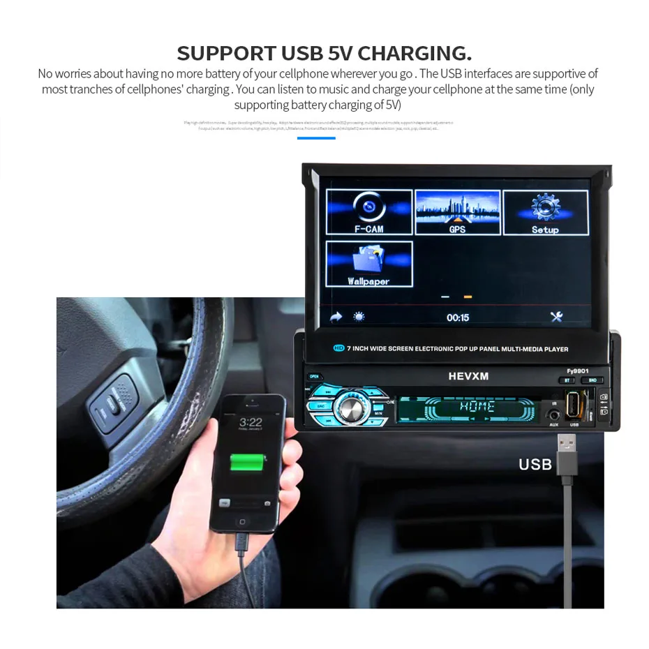 Best KANOR 1 din car dvd player gps navigation cd mp3 mp5 usb sd Bluetooth 1DIN Telescopic structure screen Car Multimedia Player 9