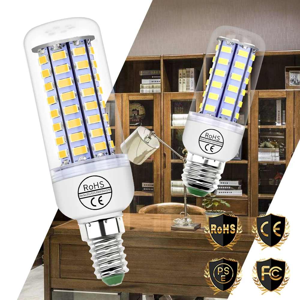 

GU10 Corn Bulb SMD 5730 LED Bulb E27 LED Lamp 220V Lampada LED E14 Candle Light 24 36 48 56 69 72LEDs Home Chandelier Lighting