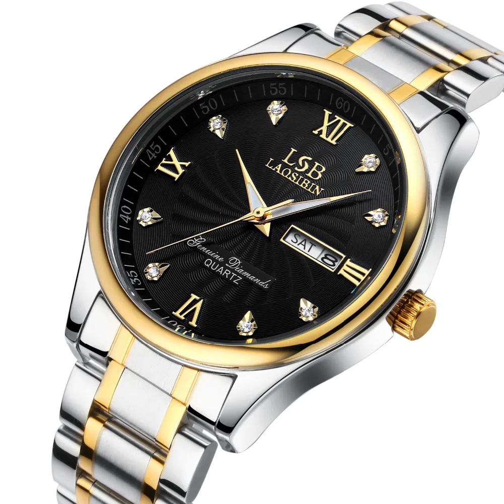 

Men's Quartz Watch Business Dress Style Stainless Steel Band Luxury Sapphire Mirror Luminous Hands Waterproof 3ATM