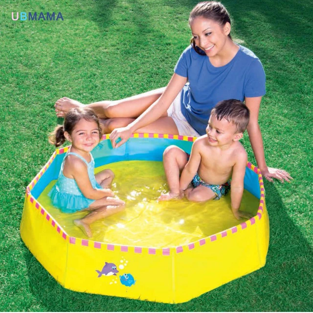 Children's inflatable hard plastic pool baby yellow blue folding play pool marine ball pool