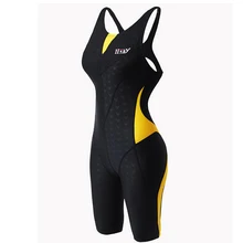 Новинка, сдельный купальник до колена, профессиональный спортивный женский купальник, для соревнований, с открытой спиной, полный короткий боди, размер XXS-5XL