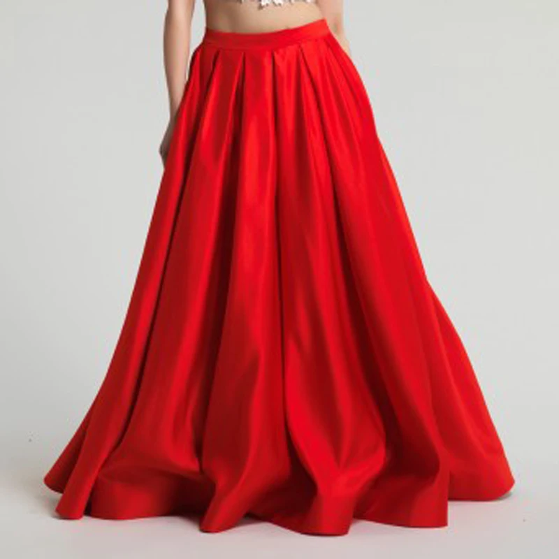 red evening skirt