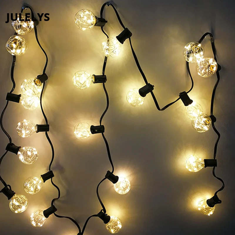 

JULELYS G40 Bulbs Outdoor Decorative LED Lights Copper Wire String Lights Decoration For Wedding Holiday Party Christmas Garland