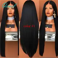 150% 180% Silky Straight Lace Front Human Hair Wigs Brazilian Virgin Hair Pre Plucked Middle Part Wig with Baby Hair Qeal Hair