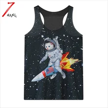 7mang, летний женский Топ harajuku с принтом кота, длинный тонкий эластичный Топ на бретелях, Милая Черная майка с рисунком