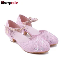 Девушки одиночные shoes 2016 новый детские высокие каблуки кристалл shoes Баотоу полуприцепы сандалии shoes Принцесса