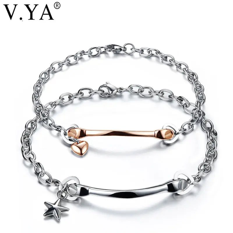 V. YA Star, пара браслетов, модное сердце, браслет для влюбленных, романтическое, для мужчин, женщин, ювелирное изделие, пара браслетов, звеньевая цепочка