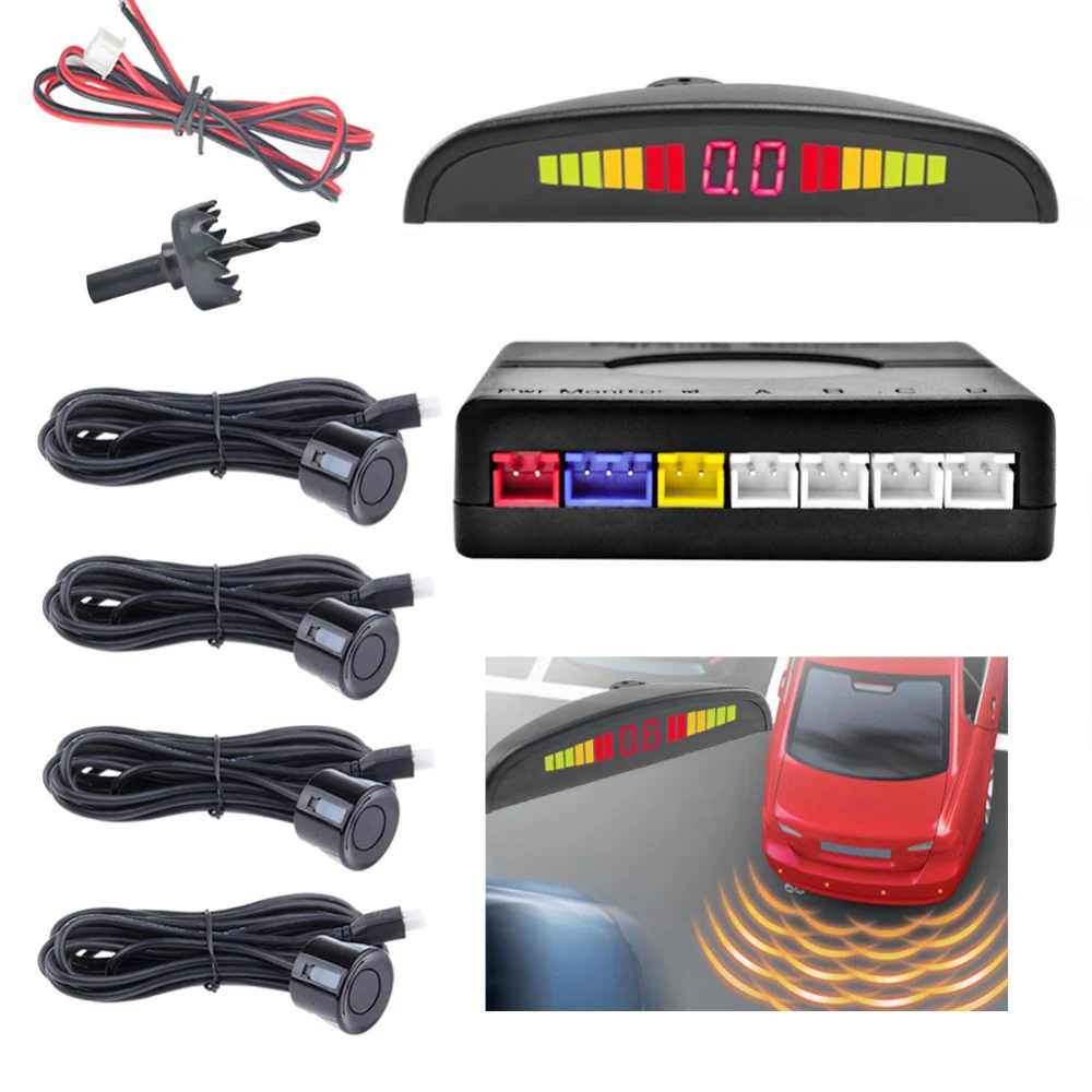 

LED display Car Parking Sensor with 4 Sensors Reverse Backup Auto LED sensor Car Parking Radar Monitor Detector System