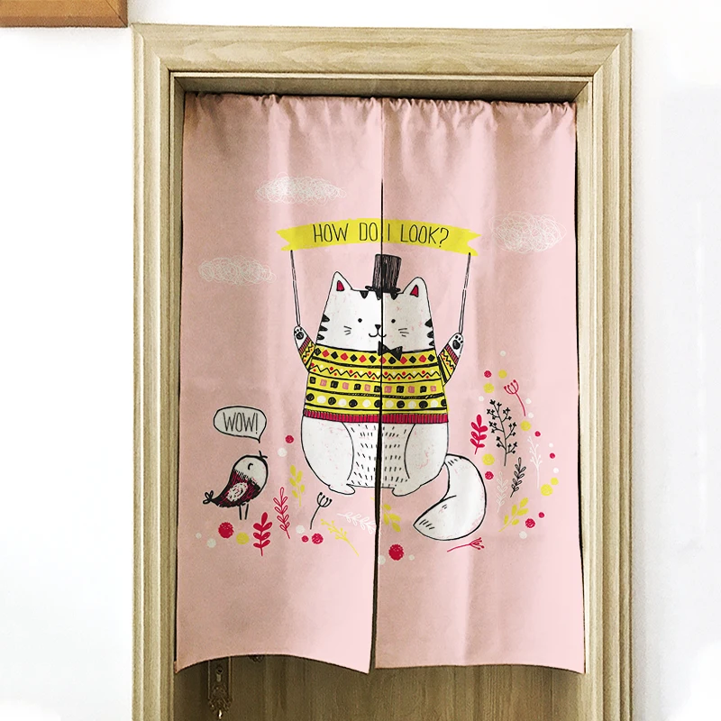 

Cartoon Creative Curtains for Living Room Bedroom Kids Room Decoration Cat Linen Curtain For Kitchen Door Window