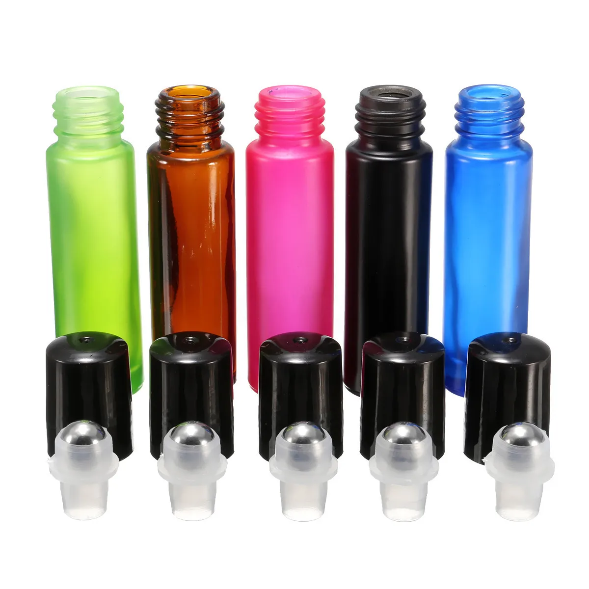 5pcs Mixed Colorful 10ml Roll On Glass Bottle Essential Oil Perfume