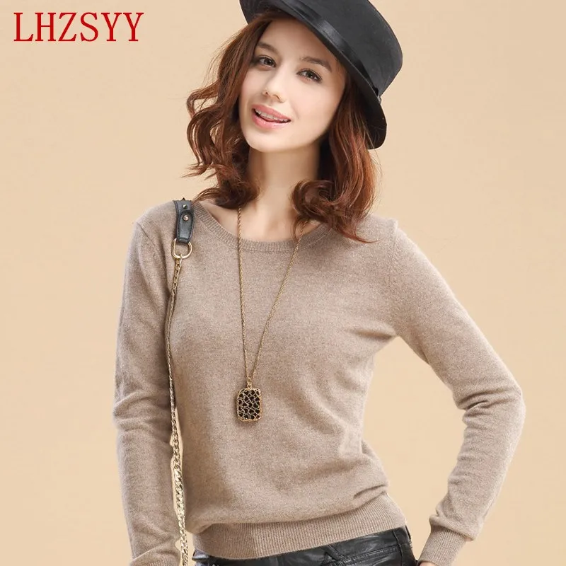 Hot Selling New Arrival Women S Cashmere Wool Sweater Female Basic Shirt Color Block Slit Neckline