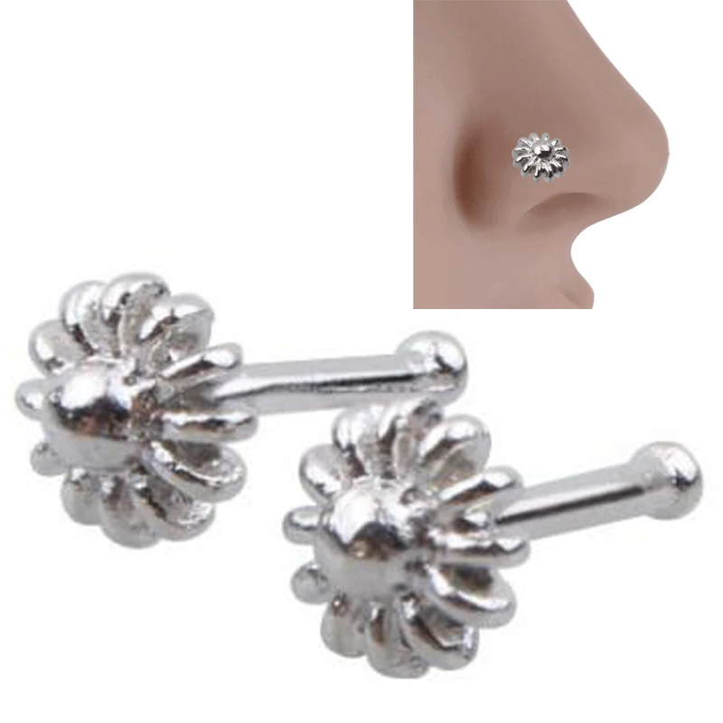 

1Piece 0.8x7mm Flower Nose Ring Nose Rings Body Piercing Jewelry Stainless Steel