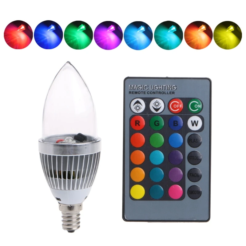 E12/E14 3 W RGB светодиодный лампы 15 цветов Изменение свечах лампа w/Remote Управление AC85-265V