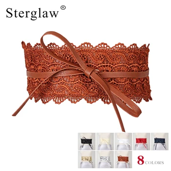 

220x10cm Casual Sexy slim belts corset female brown girdle cummerbund women's fashion accessories Bowknot lace wide belt N161
