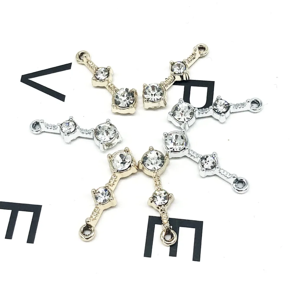 

10pcs Fashion Charms Gift Rhinestone Heart Alloy Pendant Bracelet Necklace Jewelry Accessories DIY Electroplating Does Not Fade