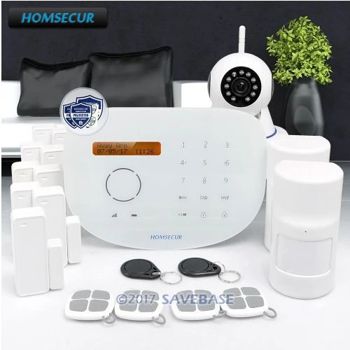 

HOMSECUR Wireless&wired GSM SMS Autodial Home Alarm System with SOS Intercom+IP Camera