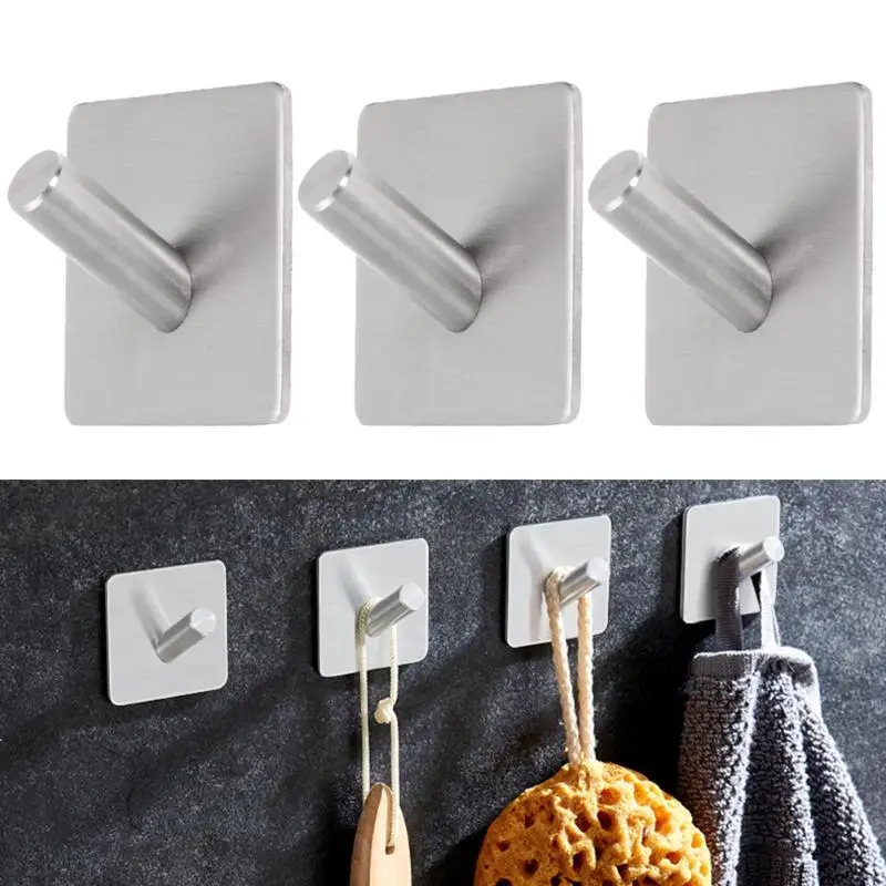 Buy 4 Pcs Stainless Steel Hook Sticker Hanger Strong