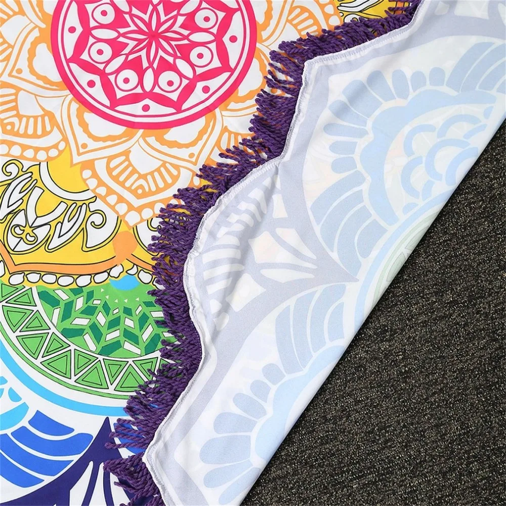 147*147 см круглый коврик для йоги Полотенца гобелен кисточкой декор с цветами узор круговой скатерть пляж коврик для пикника