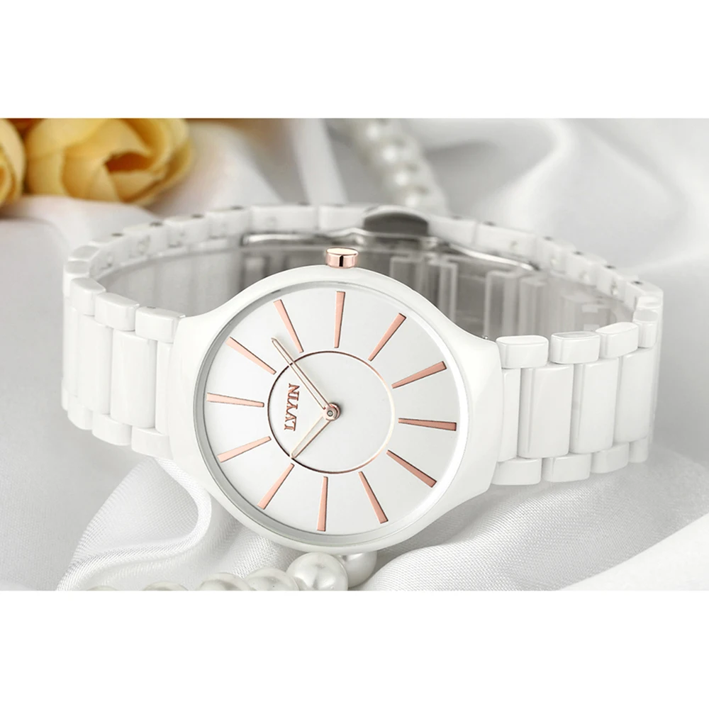 LVYIN керамические парные часы, брендовые роскошные черные часы для влюбленных женщин и мужчин, Relojes Hombre с коробкой, кварцевые часы с календарем 6825