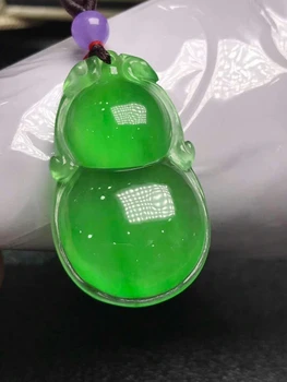 

Only One ! Natural Ice Jadeite JADE Gourd Amulet Pendant Necklace Sweater Chain Jewelry Gift Wholesale