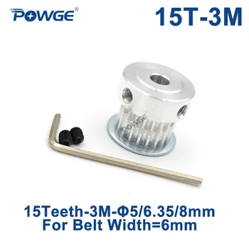 

POWGE Arc tooth 15 Teeth HTD 3M Timing Pulley Bore 5mm 6.35mm 8mm for Width 6mm 3M synchronous belt HTD3M pulley 15Teeth 15T
