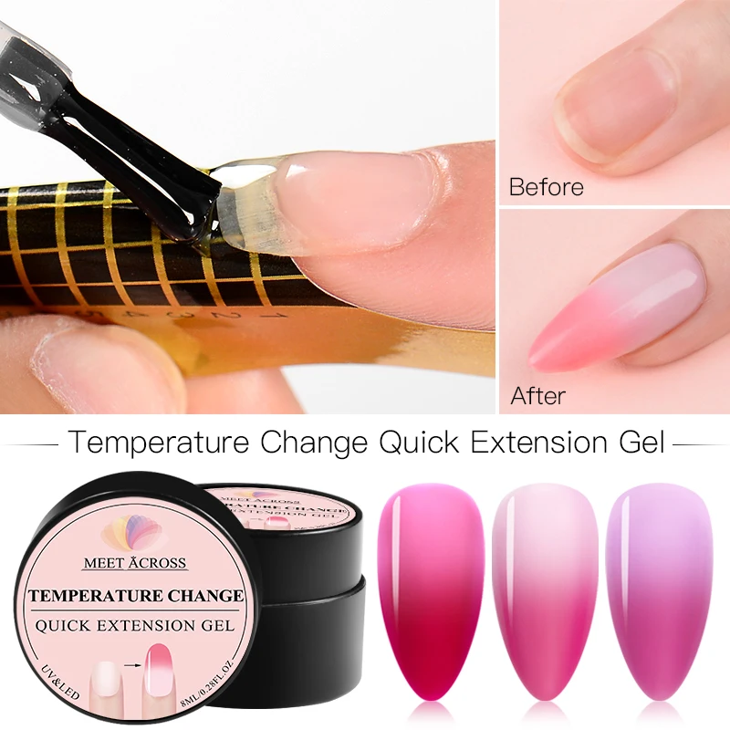 

Temperature Change Quick Poly Extension Gel Clear Pink Nude Nail Tips UV Building Gel Jelly Acrylic Finger Nail Art Lacquer