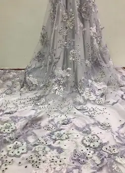 

Nice design beaded S-9107 african net lace fabric luxury embroidered tulle mesh lace fabric