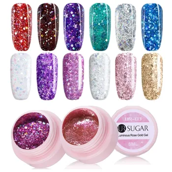 

UR SUGAR 3Pcs/Lot Shining Glitter Nail Gel Polish Kits Semi Permanent Sparkly Sequins Soak Off UV LED Gel Varnish varnish Set