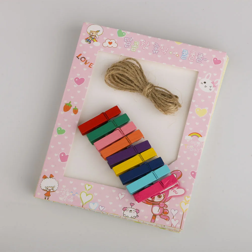 6pc Photo Picture Paper Card Cute mini Little /'Animal/' Pattern Wooden clips