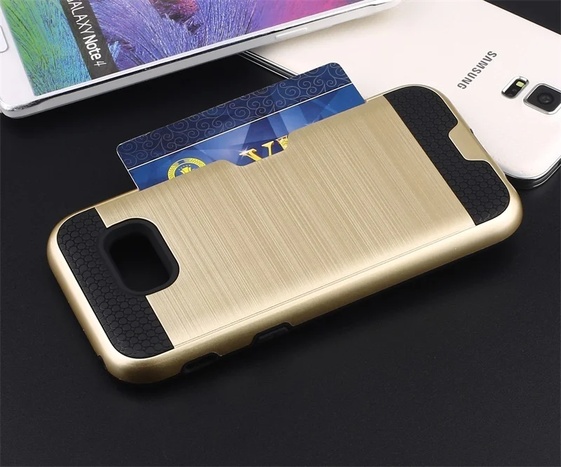 Slim Fit противоударный жесткий Чехол встроенный кредитной карты/ID слотом и шлифованый Металл для Samsung Galaxy A3 /A5 /A7
