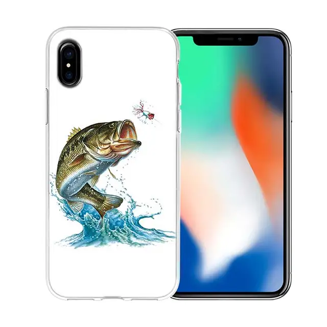 Transparent Soft Silicone Phone Cases Bass Fishing Lake Fisherman Style