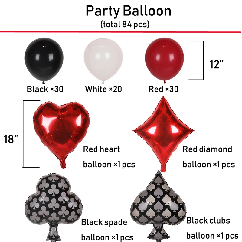 Вечерние украшения казино красные/черные/белые/майларовые воздушные шары для Лас-Вегаса вечерние украшения казино тематическая вечеринка на день рождения ночь