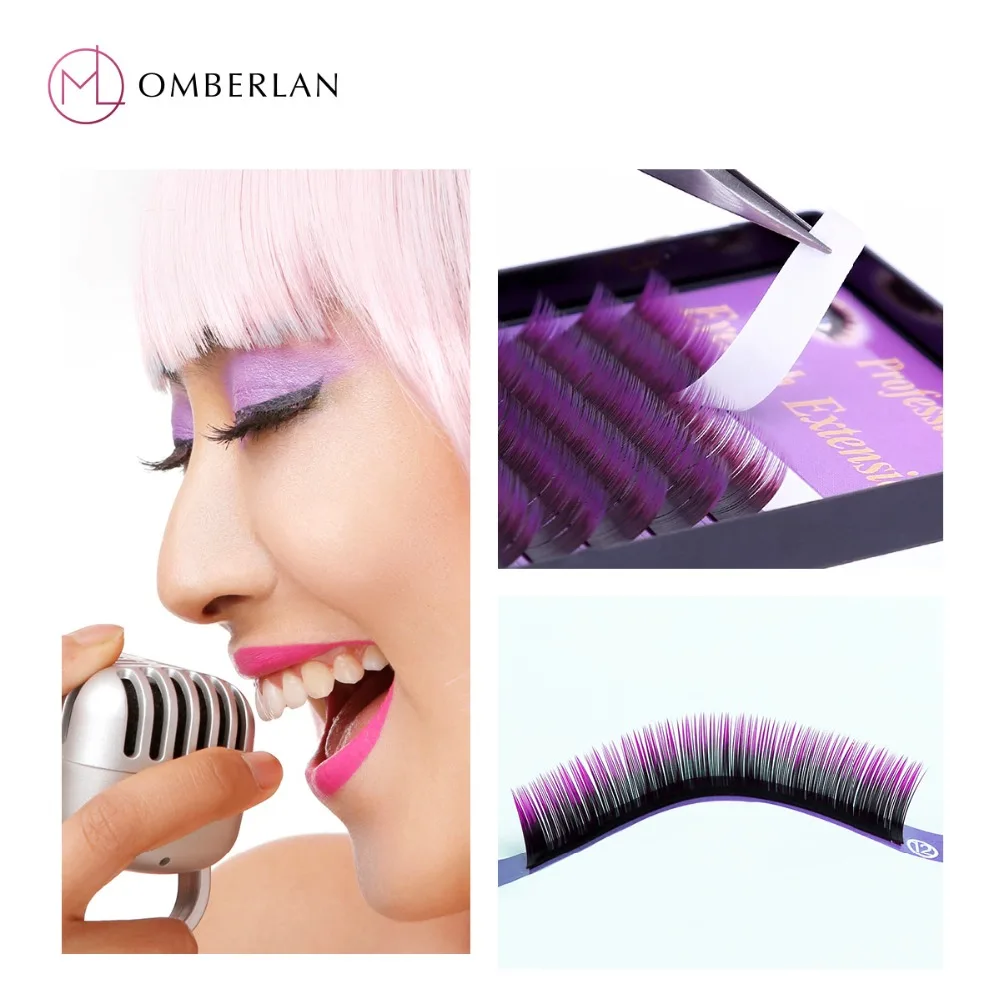 

Colorful False Eyelashes Purple Black Mix Cilia Eyelash Extension Colored Hair For Professional Color Lashes False Lash OMBERLAN