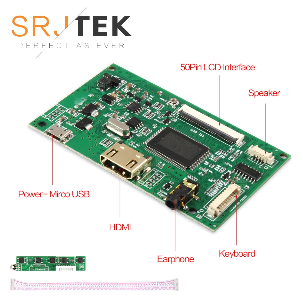 

SRJTEK AT070TN92 Driver Board LCD Screen Controller HDMI For Innolux AT070TN90 AT090TN10 AT070TN93 AT080TN52 Micro USB 50 Pins